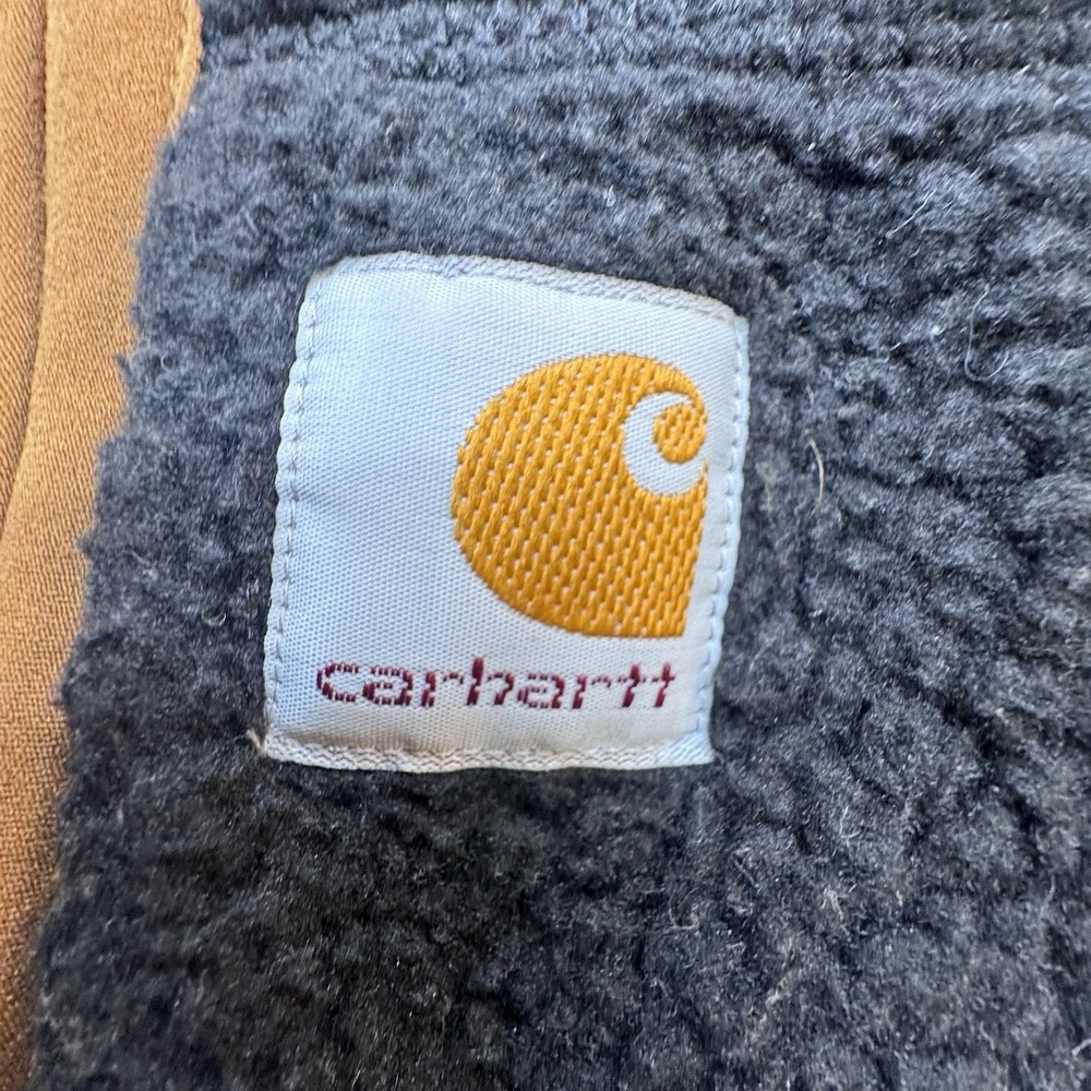 Men's Carhartt Textured Fleece Vest Size L Full Zip Black Jacket Work OV4995-M - Picture 2 of 6